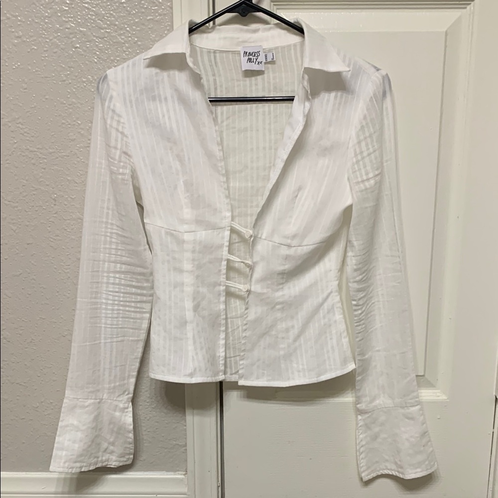 Princess Polly White Fitted Long Sleeve Blouse